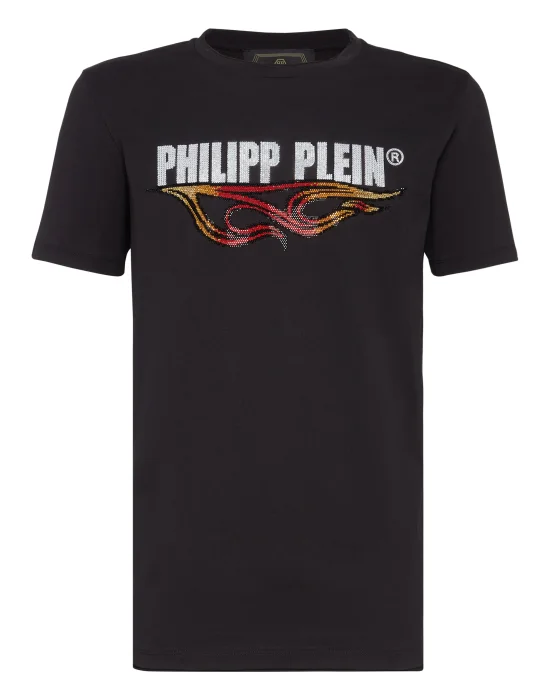T-shirt Gold Cut Round Neck Flame
