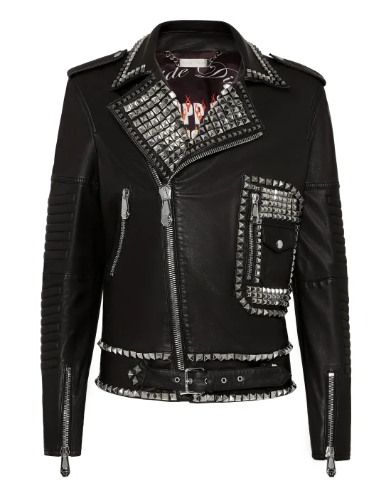 Leather Biker Mirror outline Skull