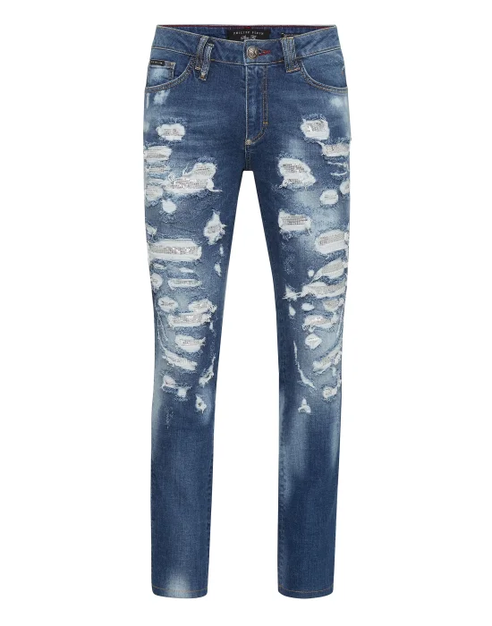 Denim Slim Fit with Metal mesh
