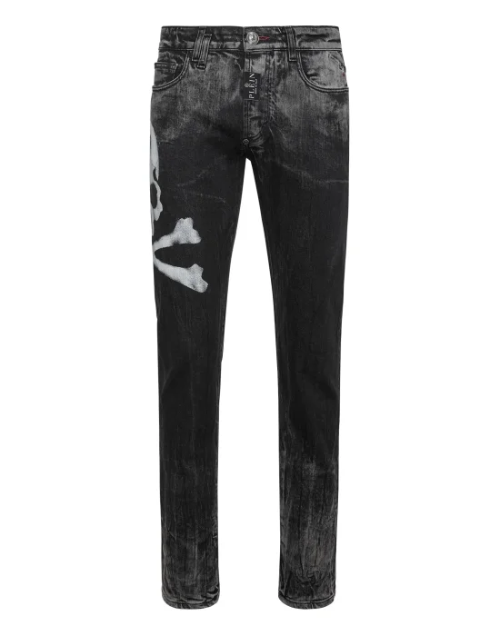 Denim Trousers Super Straight Cut Skull