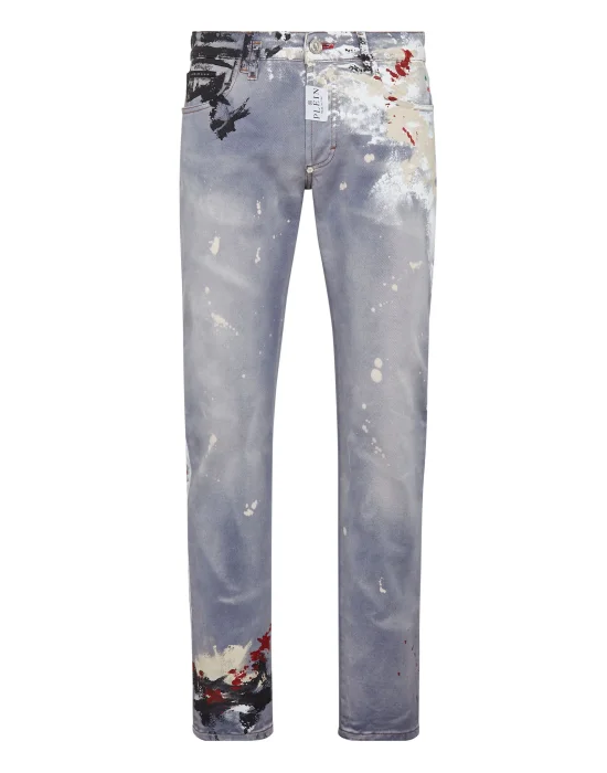 Denim Trousers Super Straight Cut Painted