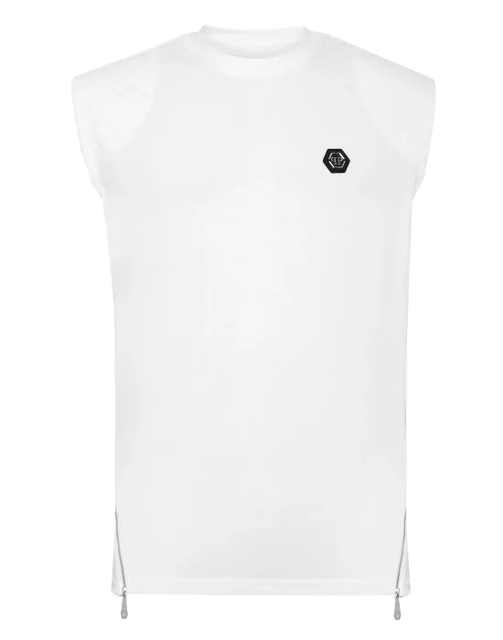 Sleeveless T-shirt Round Neck Hexagon