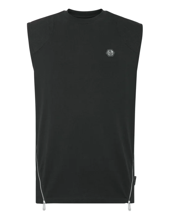 Sleeveless T-shirt Round Neck Hexagon