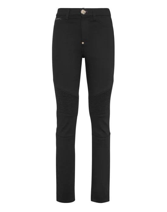 Denim Trousers High Waist Biker