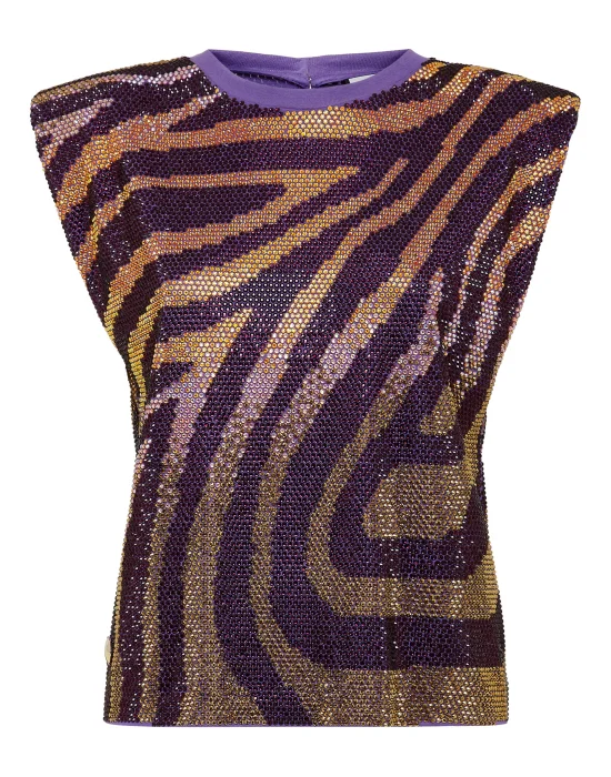 Sleeveless T-shirt with Crystals