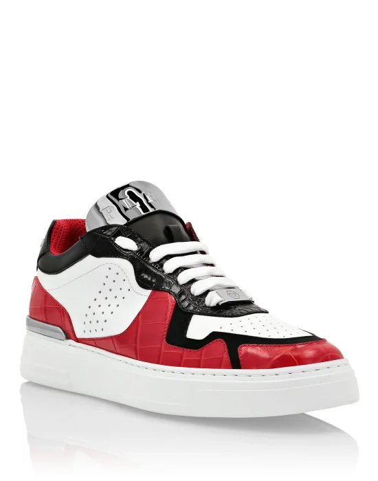 LO-TOP SNEAKERS SILVER $URFER Crocco PRINT