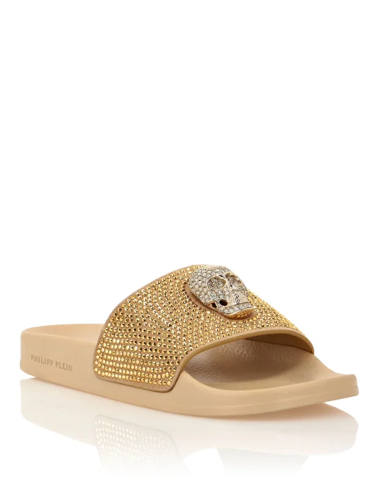 Sandals Flat Skull with Crystals