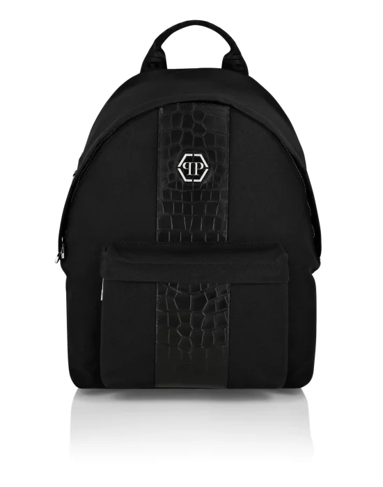 Croco Effect Canvas Backpack