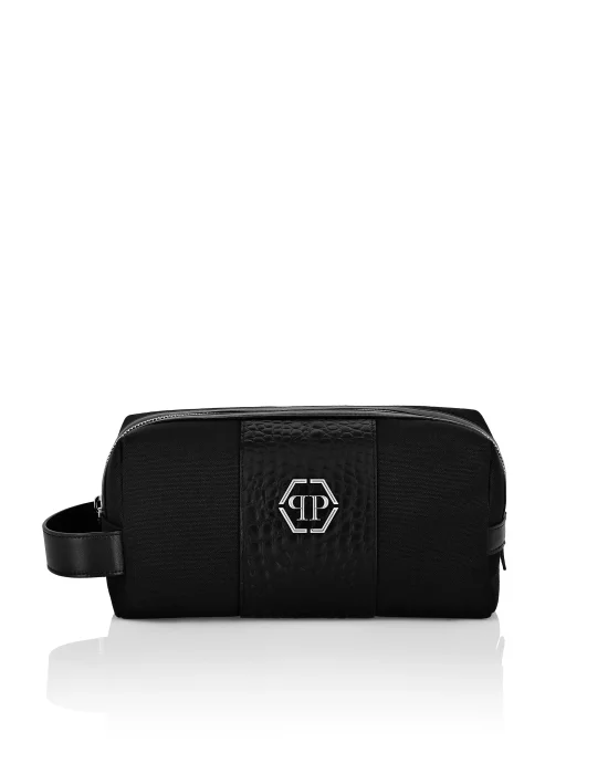 Croco Effect Canvas Beauty case