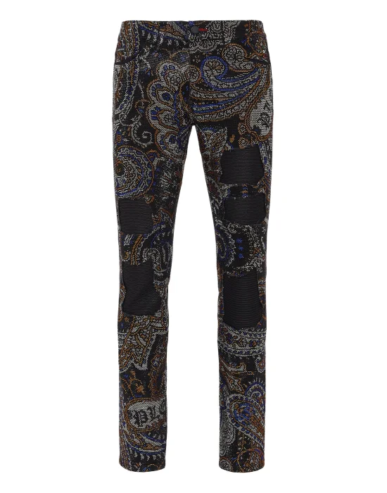 Denim Trousers Super Straight Cut Fit Paisley Stones