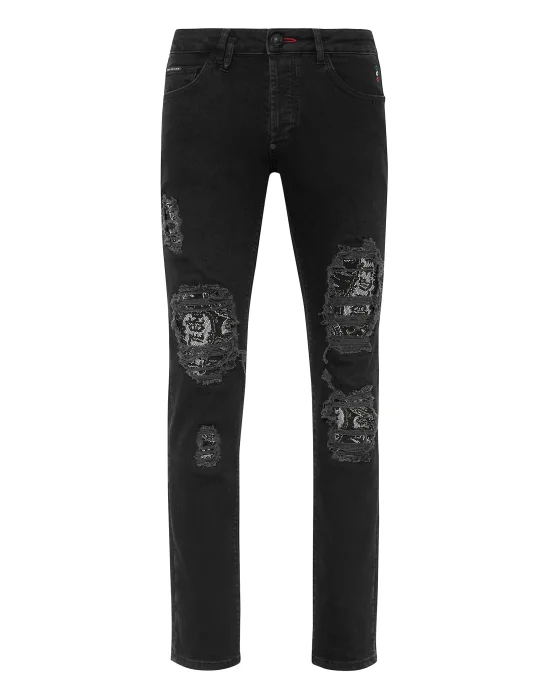 Denim Trousers Super Straight Cut Fit Paisley