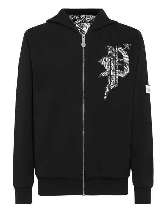 Satin Hoodie Sweatjacket Paisley Gothic Plein