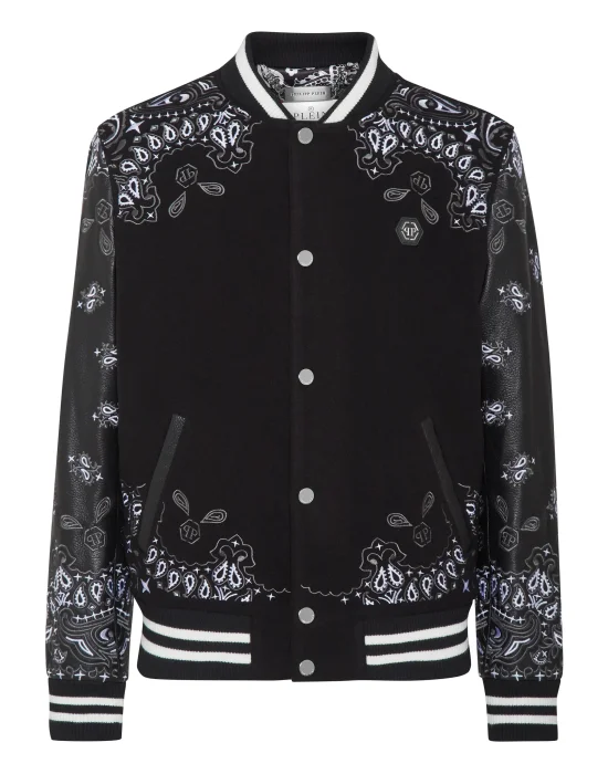 Wool and Leather Bomber Paisley Foulard