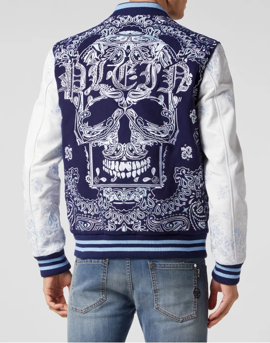 Wool and Leather Bomber Paisley Foulard
