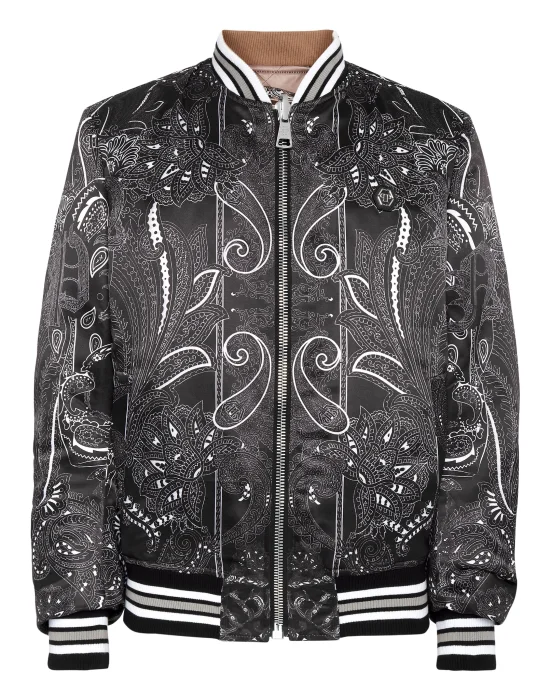 Silk Satin Bomber Paisley Foulard