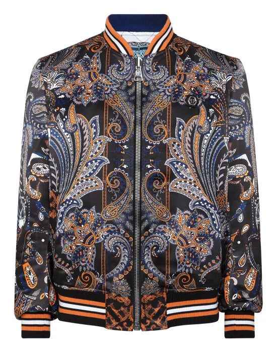 Silk Satin Bomber Paisley Foulard