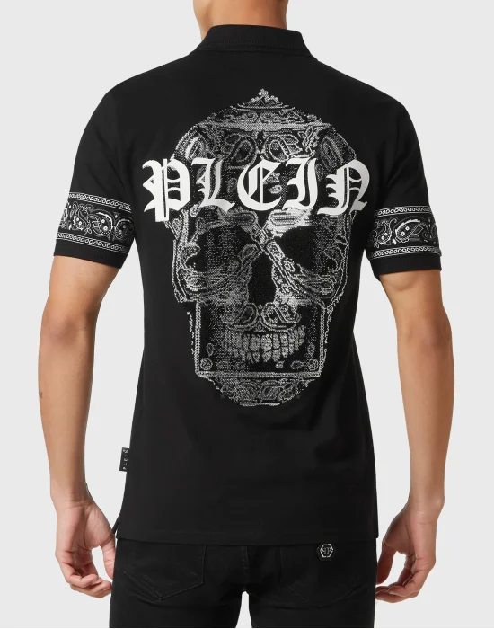 Slim Fit Polo shirt SS Paisley Strass