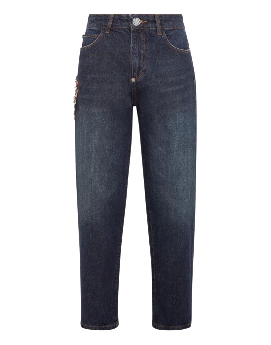 Denim Trousers Mom Fit Paisley