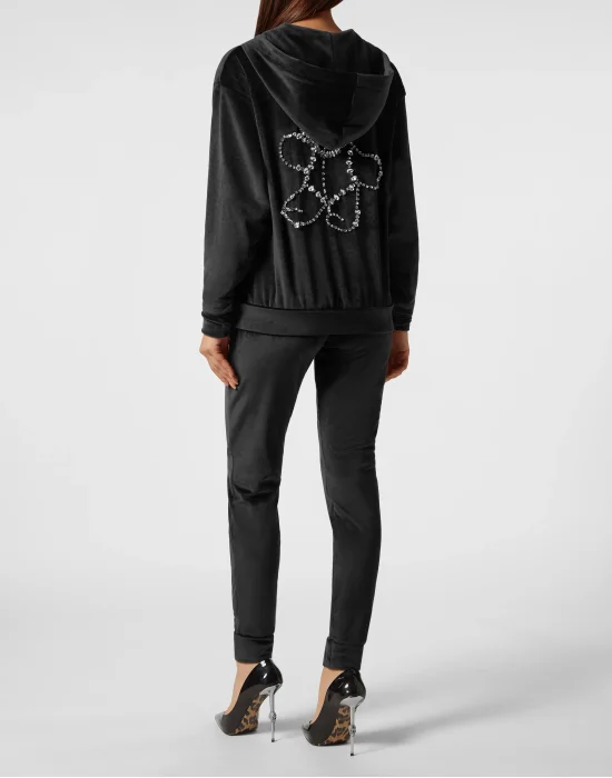 Chenille Jogging Tracksuit: Hoodie/Trousers with Crystals Teddy Bear