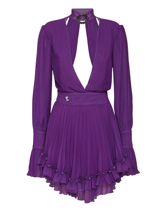 Chiffon Plisse Short Dress