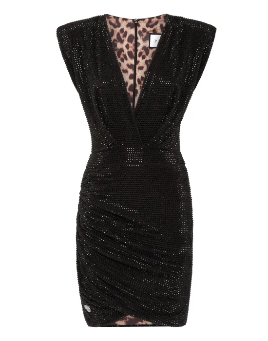 Shoulder Padded Mini Dress Crystal