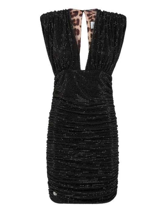 Shoulder Padded Mini Dress Stones