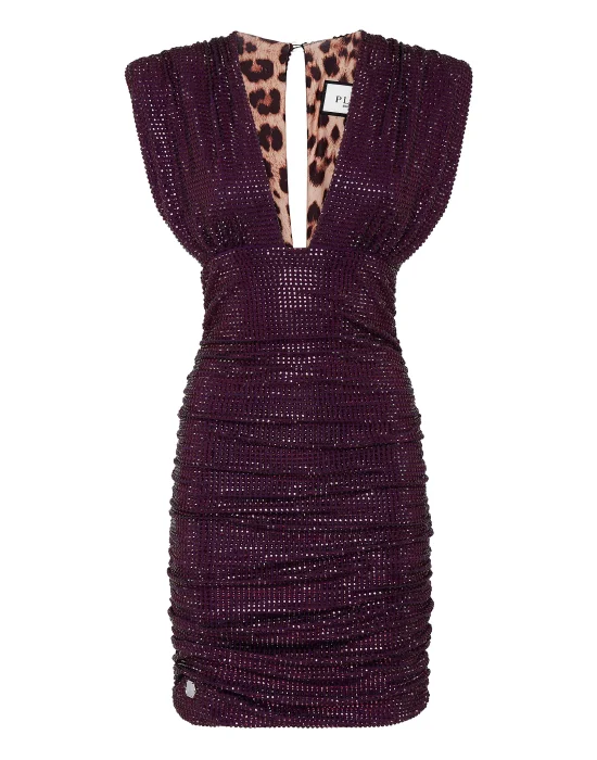 Shoulder Padded Mini Dress Stones