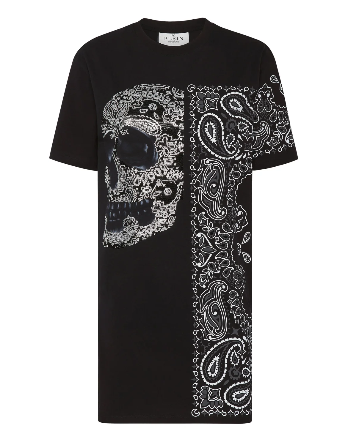 T-shirt Short Dresses Paisley Skull, цвет: Черный