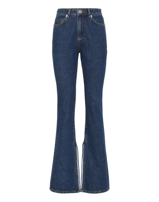 Crystal Skull Denim Flaire Fit Trousers