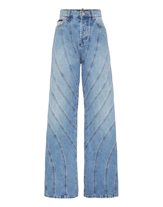 Denim Multicutting Skater Fit Trousers