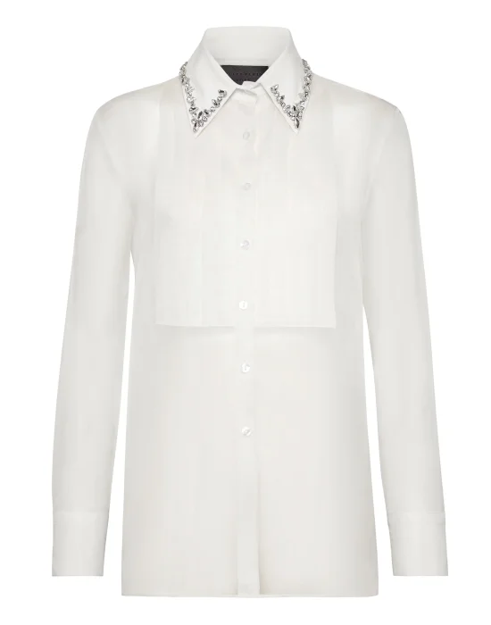 Organza Regular Collar Strass Shirt