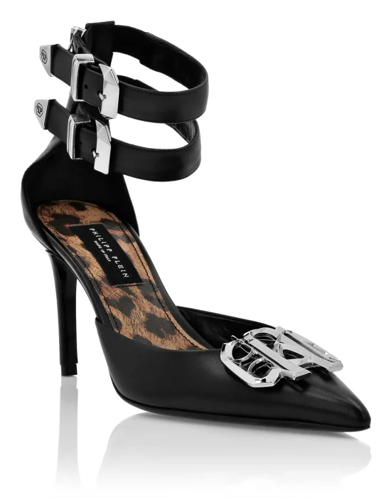 Nappa Mid Plein Heel Sandals Gothic Plein