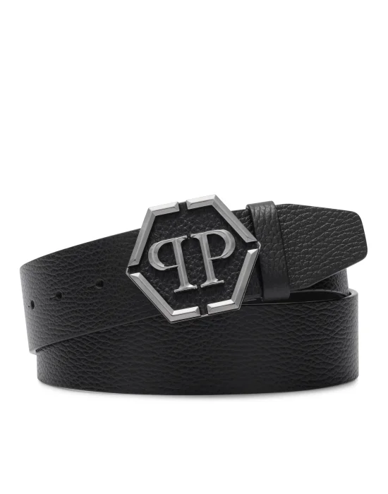 Soft Grain Leather Belt Hexagon