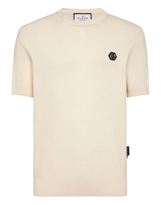 Knited Round Neck T-Shirt Wool Silk Blend