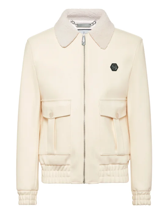 Wool Aviator Jacket With Shirling Cape