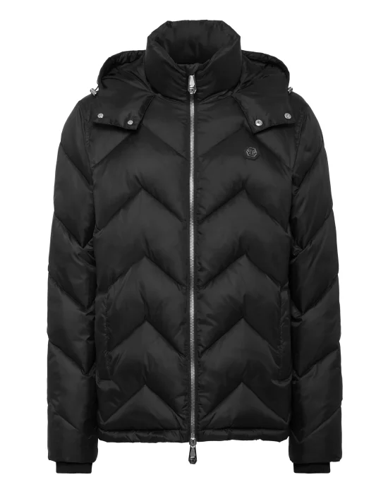 Nylon Short Puffer Jacket Zigzag