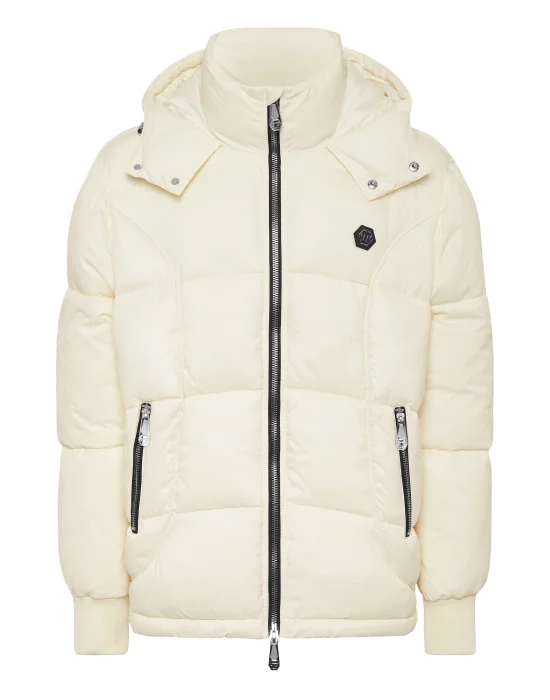 Mix Nylon Short Puffer Jacket