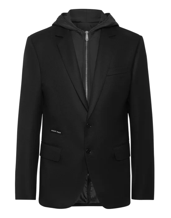 Water Repellent Wool Hooded Blazer