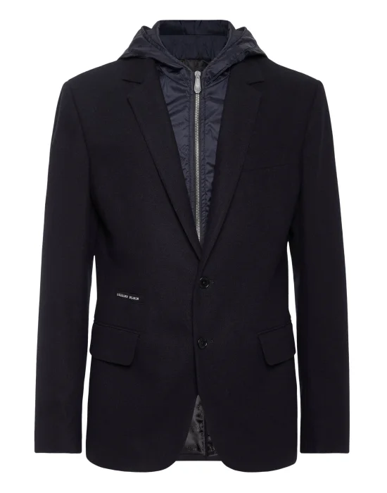 Water Repellent Wool Hooded Blazer