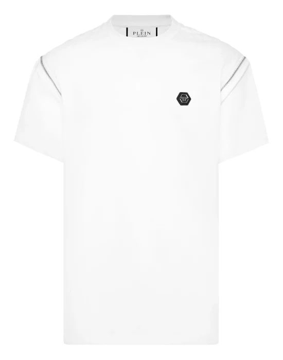 Round Neck T-Shirt With Zippers On Sleeves