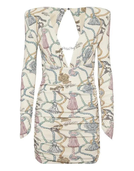 Long-Sleeved Mini Dress Tassels