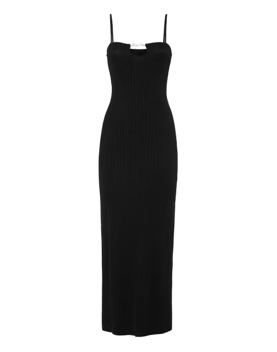 Rib Straight Across Midi Dress