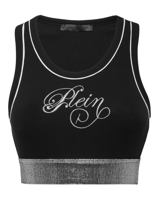 Cropped Tank Top Elastic Strass