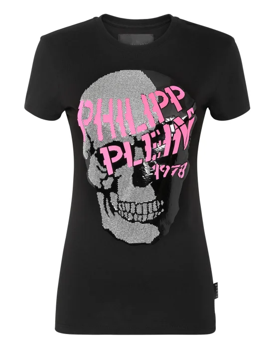 T-shirt Round Neck SS Skull strass