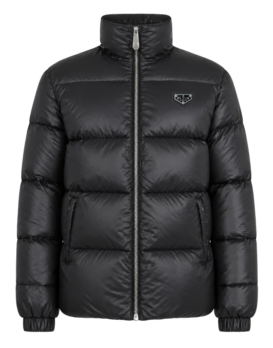Logo Shiny Nylon Puffer Jacket