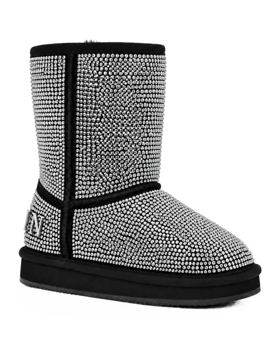 Fake Suede Winter Boots Strass