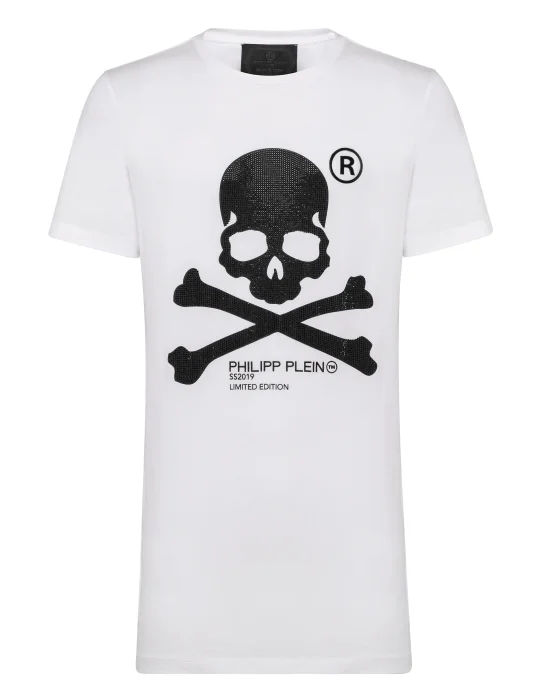 T-shirt Black Cut Round Neck Skull