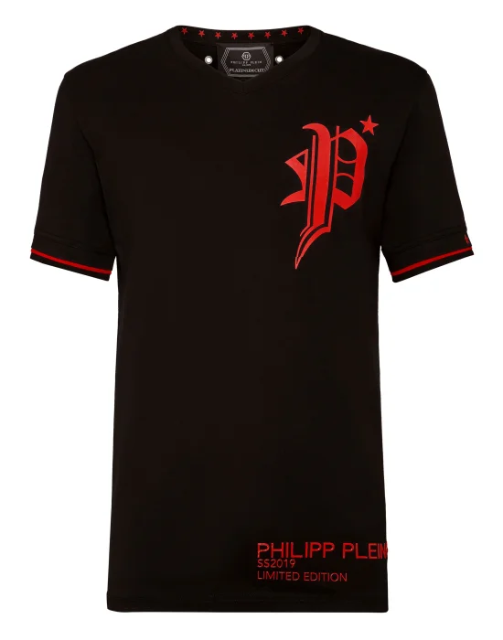 T-shirt Platinum Cut V-Neck Gothic Plein