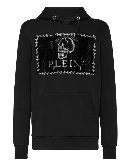 Hoodie sweatshirt Outline Skull crystal