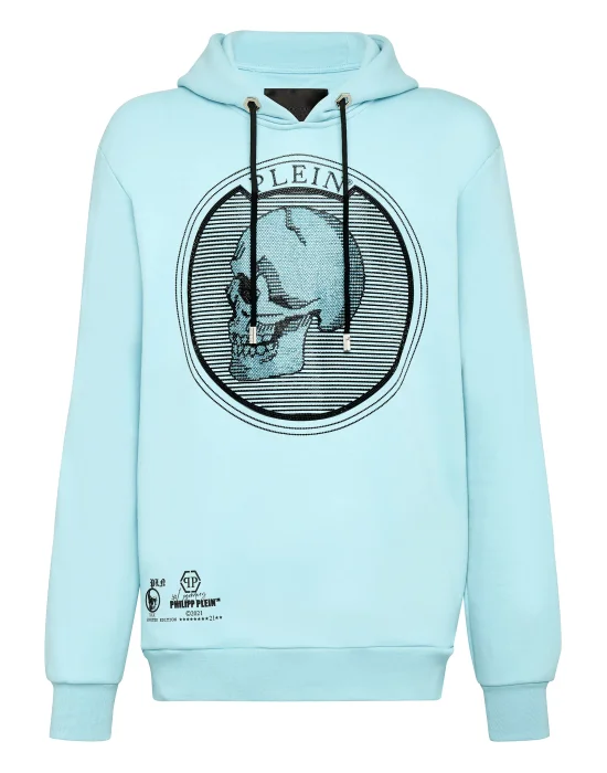 Hoodie sweatshirt Outline Skull crystal